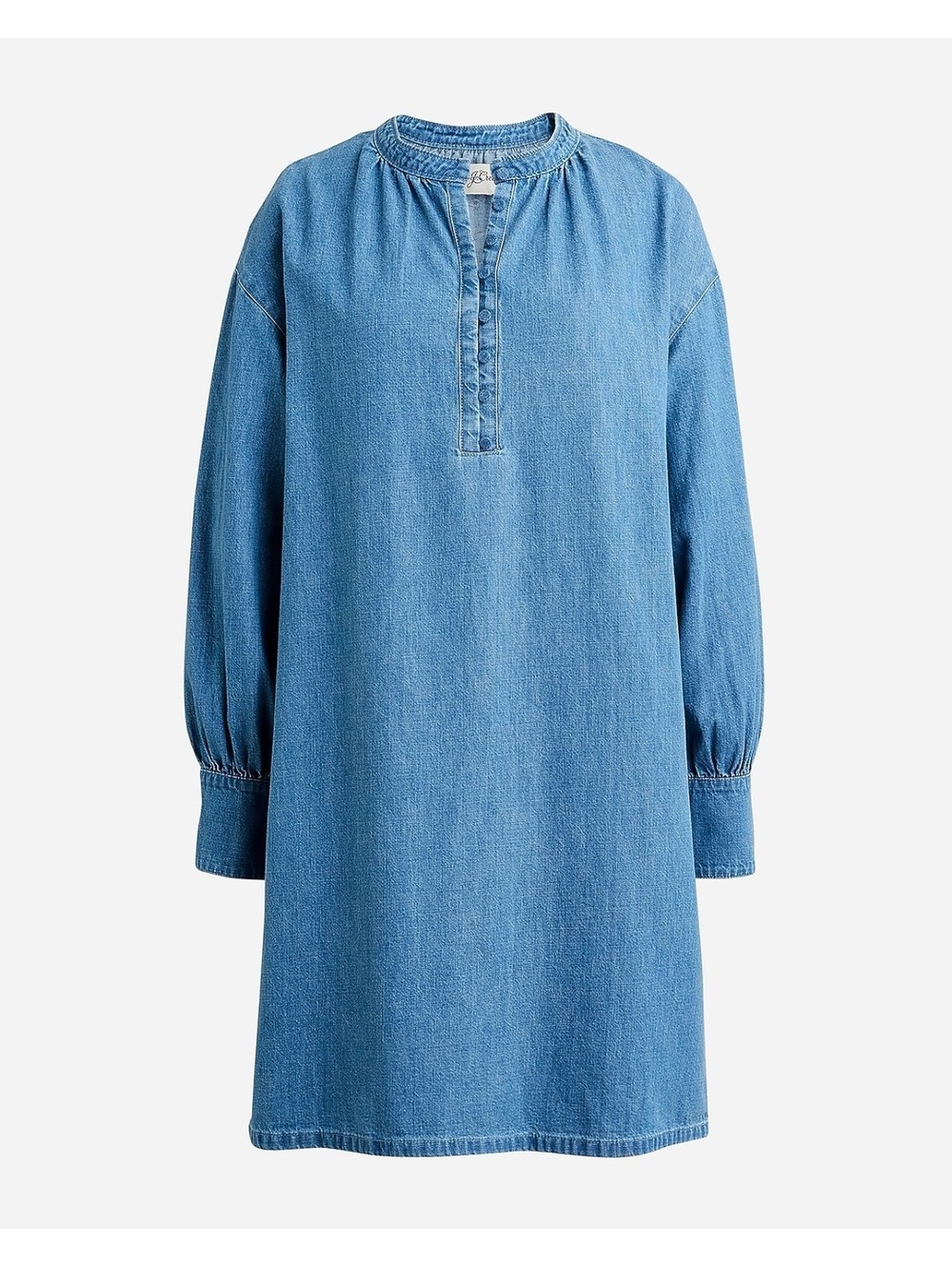 J. Crew Denim Chambray Popover Shift Dress Long Sleeve with Buttons Size Small